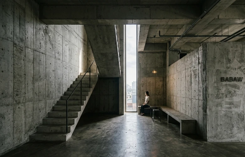 Minimalist brutalist interior design