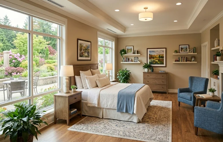 senior living interior design bedroom